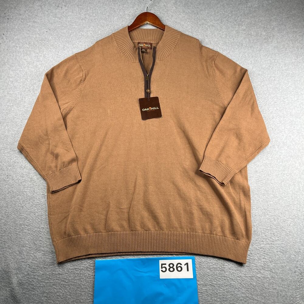 Oak Hill 1/2 Zip Sweater Brown Casual Classic Mens 4Xl New NWT